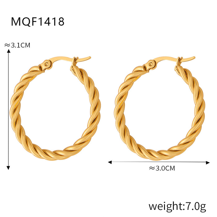 Wholesale Cold and elegant style, simple and personalized jewelry, geometric twist texture design, titanium steel O-ring