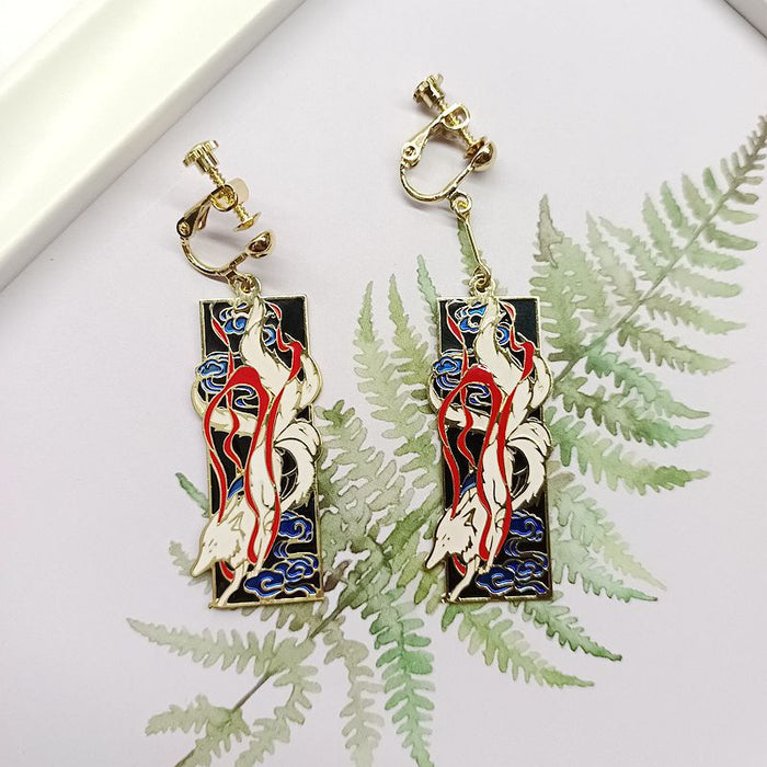 Wholesale Retro Simple Nine-tailed Fox Earrings JDC-ES-Msy002