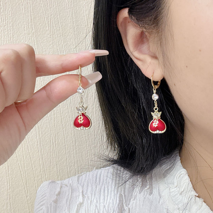 Wholesale Frosted red pearl lucky bag ear buckle retro ear accessory