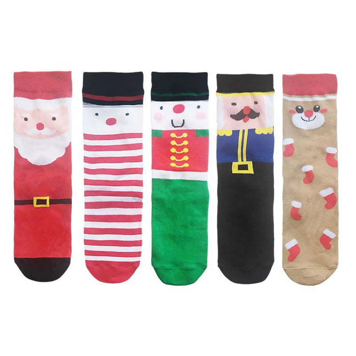 Wholesale Christmas Women's Elk Cartoon Cotton Middle Tube Socks JDC-SK-HuiHe044