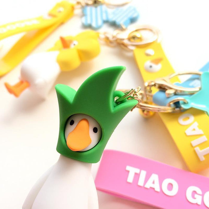 Wholesale   jewelry cartoon silicone keychain flower chicken pendant women's bag pendant