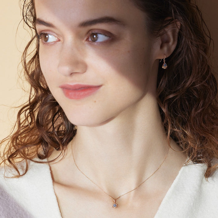 Wholesale Water droplet ice crystal natural light luxury ring earring set