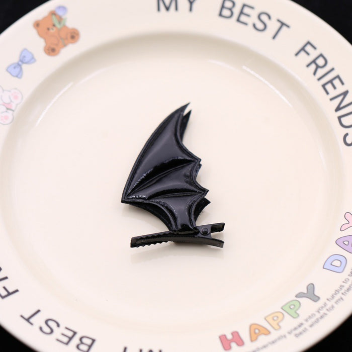 Wholesale Gothic Devil Wings Hair Clip Black Leather Duckbill Clip Lolita Hair Accessory For Party Boutique Resale