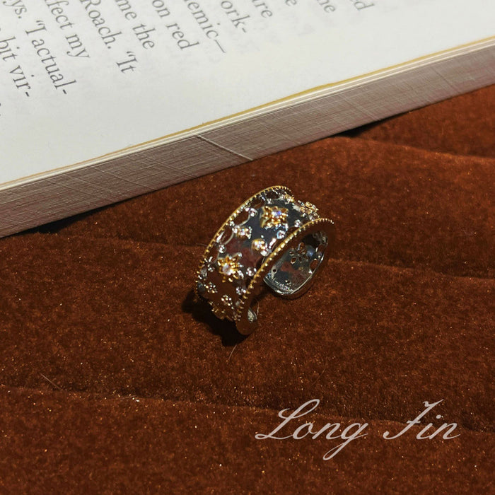 Wholesale Cross Flower Ring Diamond Four-Leaf Clover Ring