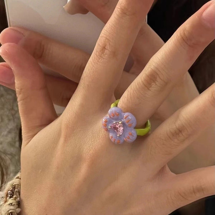 Wholesale Green butterfly open ring niche versatile ring