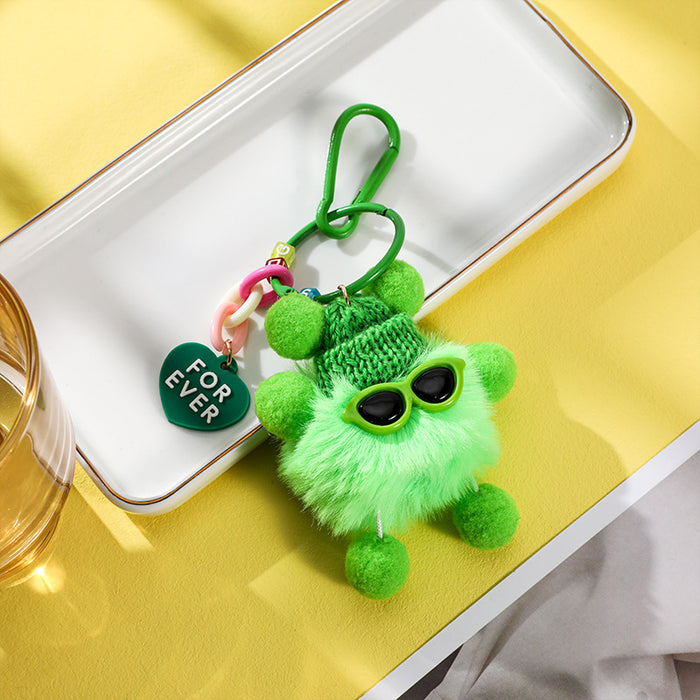 Wholesale Cute pet small bristle monster doll pendant anti-lost keychain schoolbag plush ornaments super cute gift