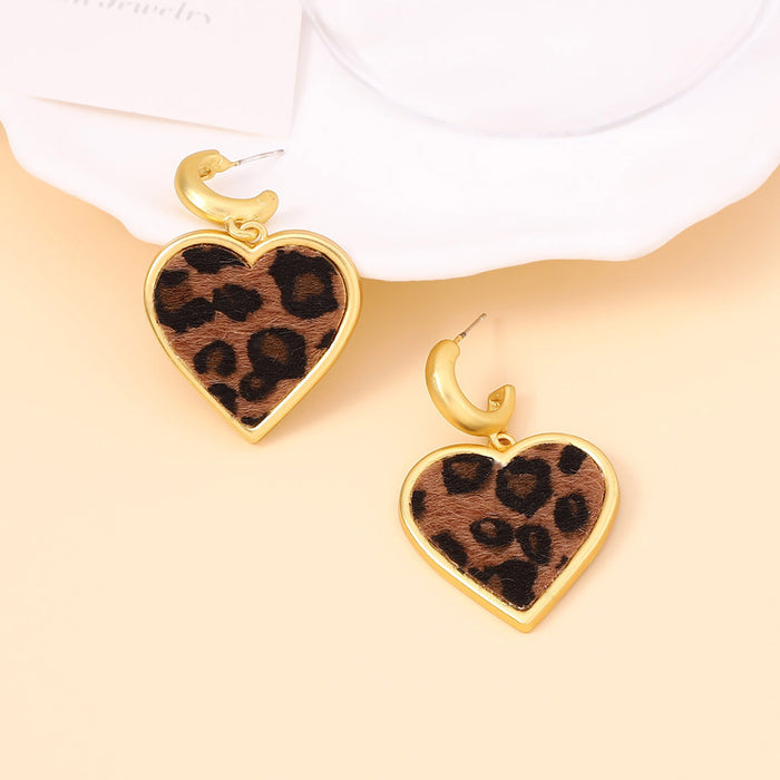 Wholesale Vintage Leopard Print Heart Acrylic Earrings JDC-ES-YueLi004