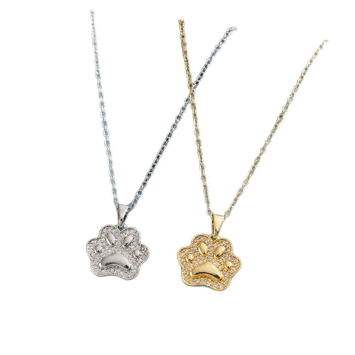 Wholesale A touch of luxury with a cute cat paw pendant necklace for women,  simple,  versatile,  and stylish clavicle chain.