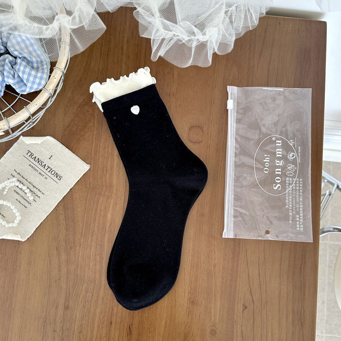 Wholesale Boneless socks, thin, versatile, mid tube, shell buckle, stacked socks, individually packaged