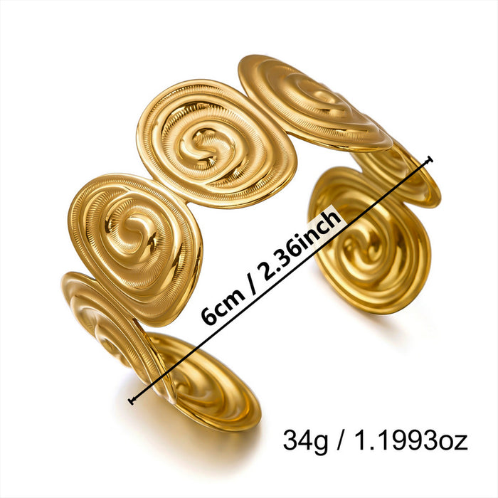 Wholesale Stylish Stainless Steel Open Cuff Bracelet Gold Plated Geometric Cutout Design
