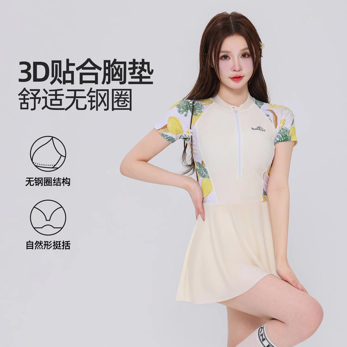 Wholesale New one-piece meat covering swimsuit with a high-end and conservative skirt style