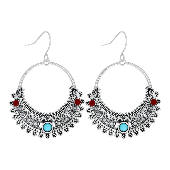 Wholesale Beach Vacation Geometric Alloy Earrings with Turquoise Acrylic Fashion Jewelry MOQ≥2