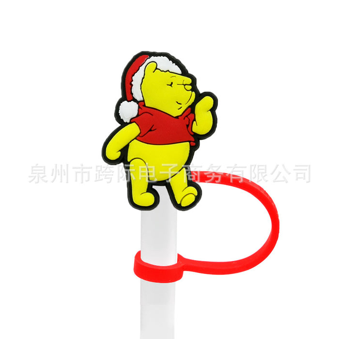 Wholesale Cartoon style straw cover, straw cap, silicone dust stopper, cute anime party straw decoration