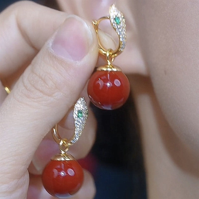 Wholesale Vintage ear buckle design, compact and mini silver needle zircon snake earrings