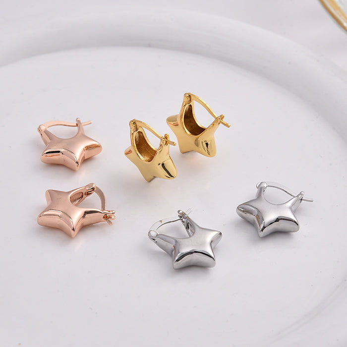 Wholesale Personalized temperament new earring three-dimensional five pointed star ear buckle