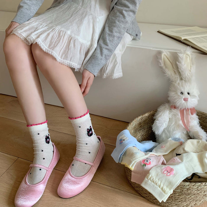 Wholesale Cartoon mesh breathable mid tube socks, cute socks