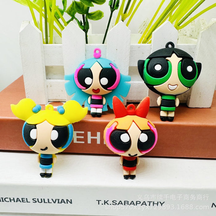 Wholesale 10pcs Cartoon keychain blind box car keychain DIY soft rubber