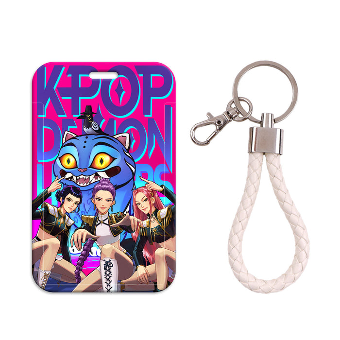 Wholesale 5 pcs KPOP Women' s Lanyard Hard Case Multi-functional Protective Card Holder Keychain