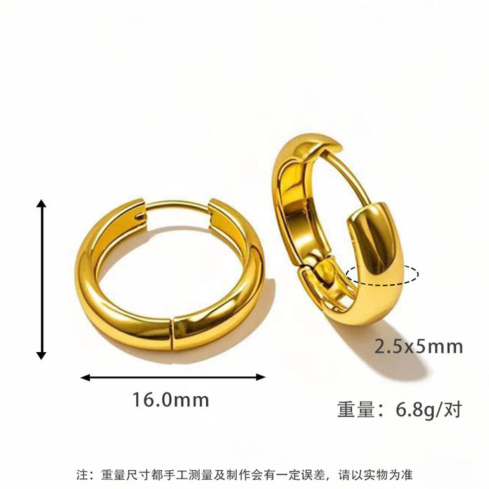 Wholesale Plain ring earrings with a light luxury and high-end feel, non fading titanium steel earrings and jewelry