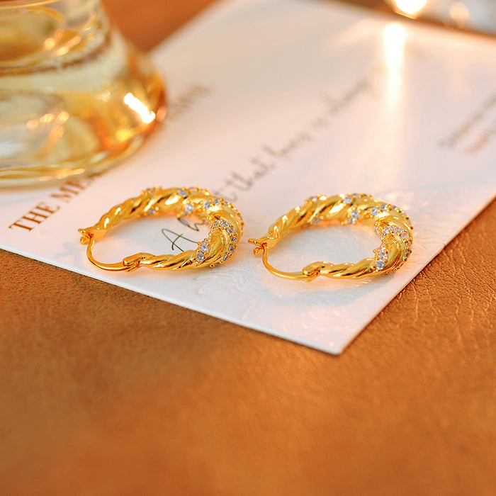 Wholesale  Golden Zircon Earrings  Elegant Elegant Earrings Women's  Ear Ring Ear Buckle