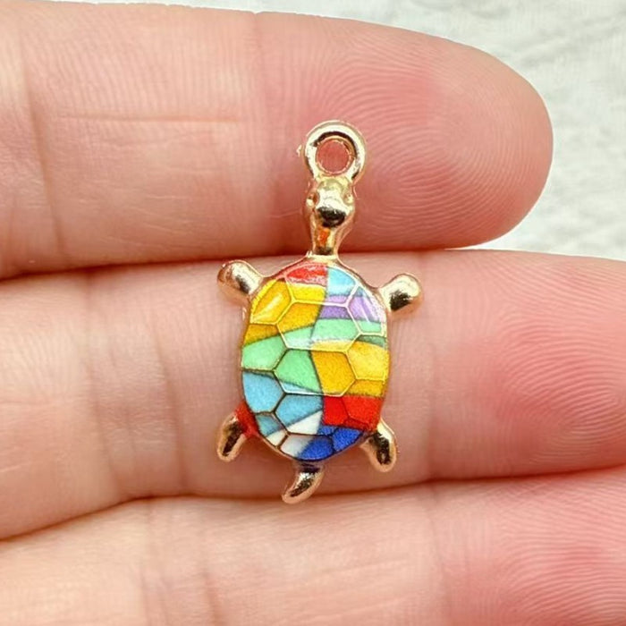 Wholesale 10pcs DIY Colorful Turtle Bracelet Pendant Alloy Oil Drip Accessories Hanging Earrings