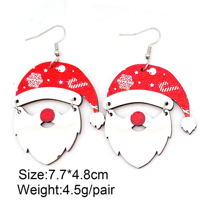 Wholesale Christmas Wooden Earrings Elk  Splicing Earrings Holiday Accessories