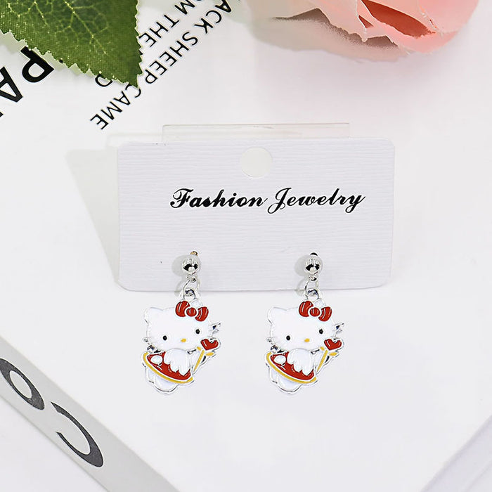 Wholesale Cute Cartoon Cat Short Earrings Metal Electroplated Fashion Jewelry Accessory for Women