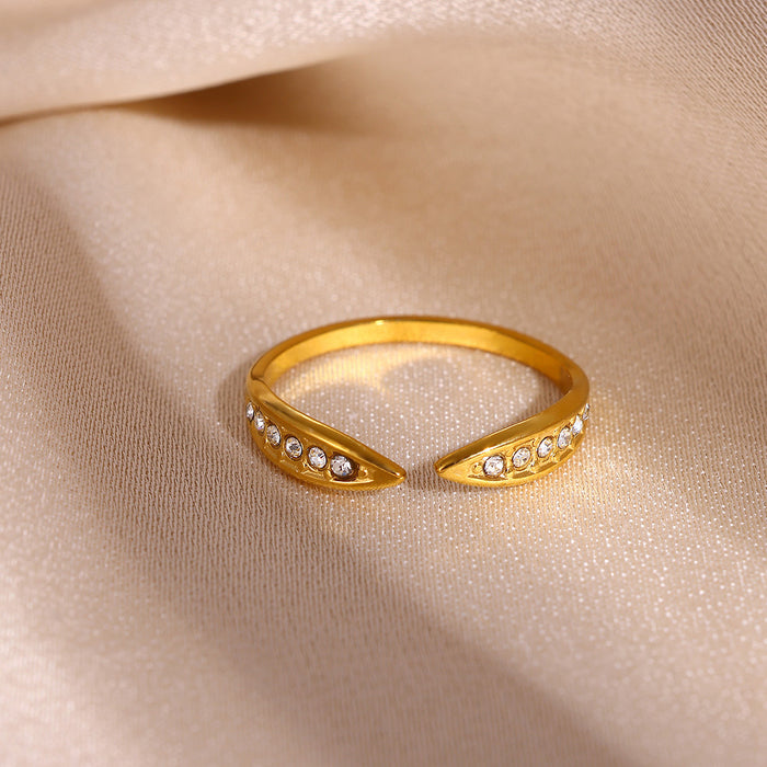 Wholesale Stainless Steel Geometric Open Ring with Micro-Set Zircon Gold Finish Trendy
