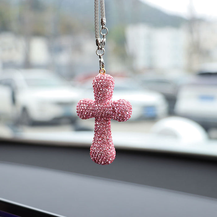 Wholesale Simple Black Rhinestone Cross Car Hanging Ornament Interior Decoration Gift