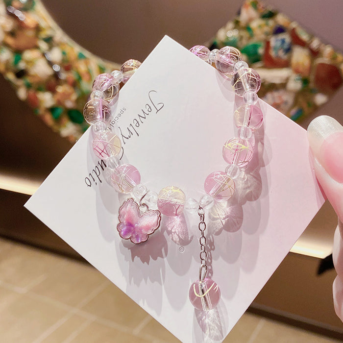 Wholesale Glass Butterfly Bracelet Trendy Handmade Fashion Accessory MOQ≥3