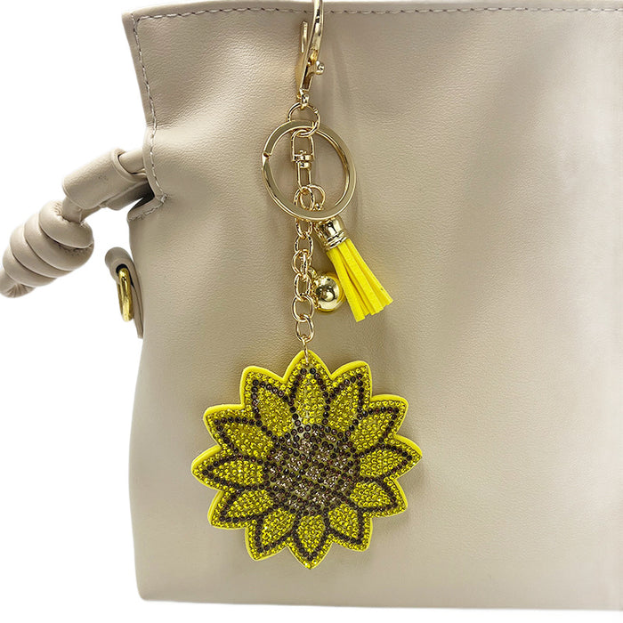 Wholesale Sunflower Keychain with Embedded Crystals