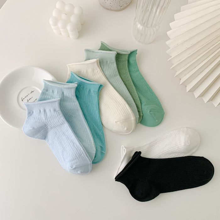 Wholesale Curled edge socks, simple socks, shallow mouth invisible cotton boat socks