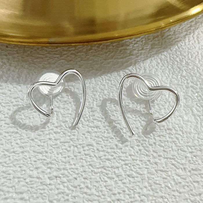 Wholesale   elegant 925 silver needle female earrings heart-shaped small non-pierced mosquito coil ear clip