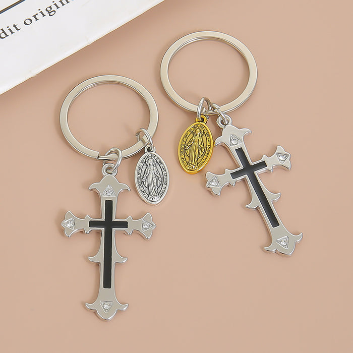 Wholesale Retro Cross Zinc Alloy Keychain Fashion Accessory for Couples Gift MOQ:2