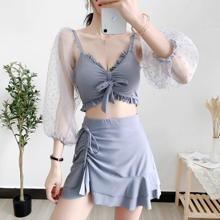 Wholesale Split swimsuit with conservative and luxurious long sleeves