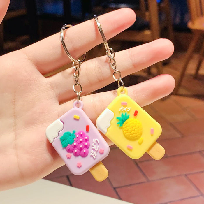Wholesale New Mini Mini Cartoon Cute Fruit Ice Cream Keychain Car Chain Personalized Luggage Hanging Decoration Small Gift