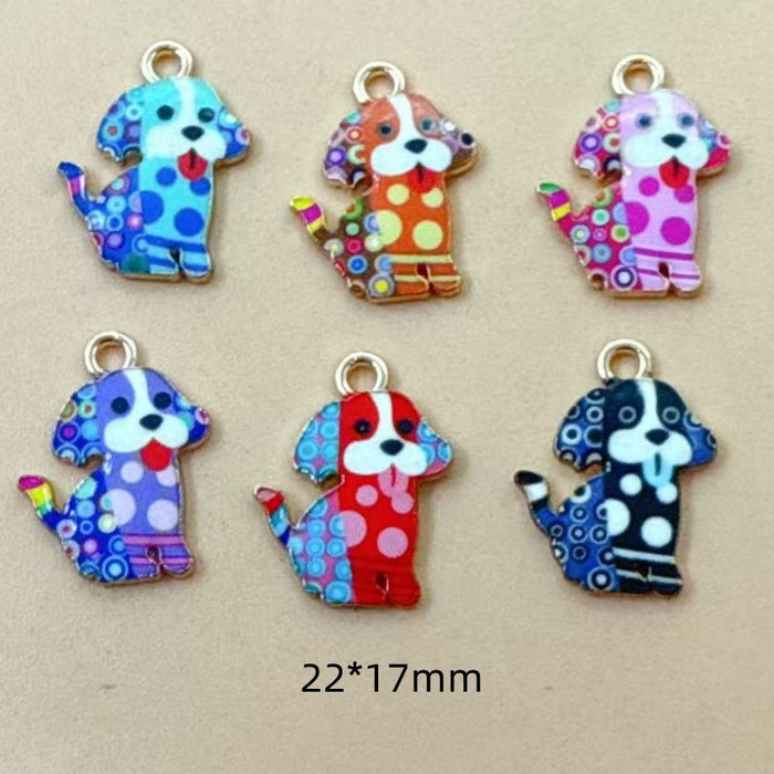 Wholesale 10pcs Cute Puppy Alloy Oil Drip Printed Jewelry Cartoon Accessories DIY Bracelet Earrings Keychain Bag Charms Pendant