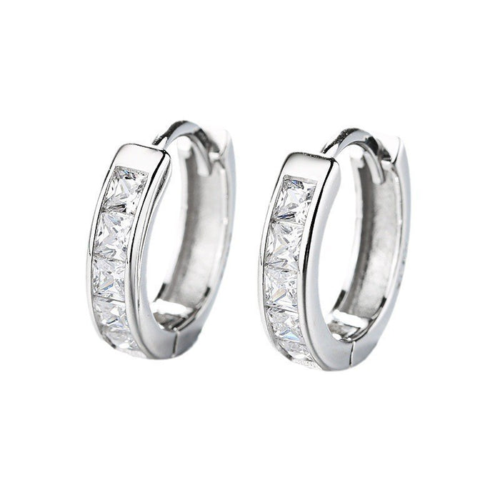 Wholesale Zircon Circle Ear Buckle Women's Simple temperament Circle Earrings with a niche design and a cold and cool style Circle Ear Jewelry