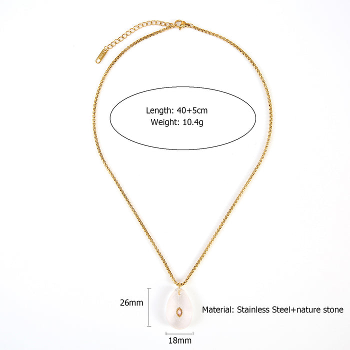 Wholesale New Fashion Stainless Steel Flower Necklace Natural Stone Starfish Accessories Color Preserving Wholesale