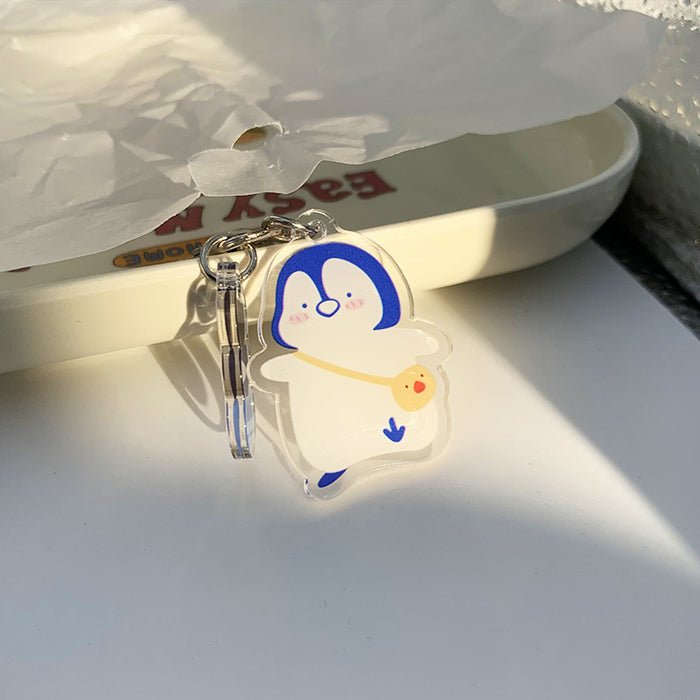 Wholesale Cartoon Cute Penguin Diary Acrylic Keychain Jewelry Pendant