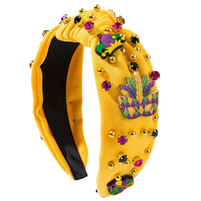 Wholesale Mardi Gras beaded and rhinestone-embellished festival headband