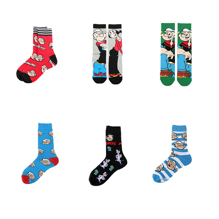 Wholesale Leisure Sports Jacquard Youth Four Seasons Women Cotton Couple Middle Socks Men Trendy Long Socks