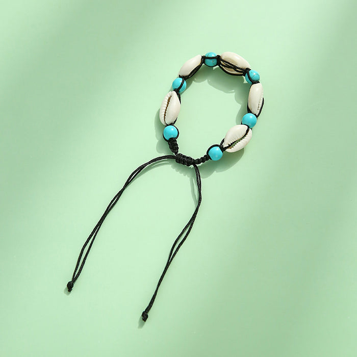 Wholesale turquoise beads hand-woven shell anklet