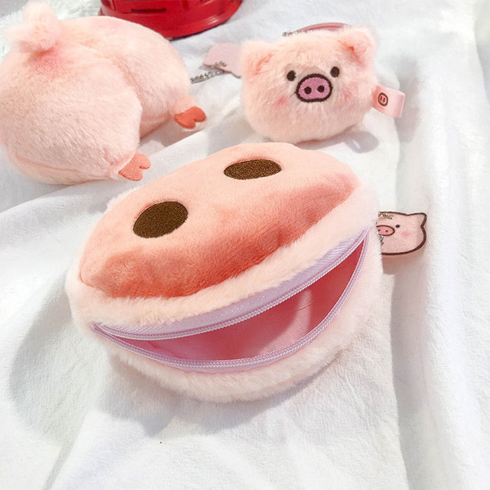 Wholesale Pig Nose Plush Coin Purse Cute Mini Butt Cartoon Headphone Bag Keychain Small Pendant