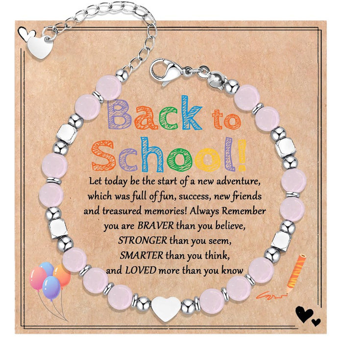 Wholesale Love piece bracelet,  peach heart stainless steel bracelet,  natural stone powder crystal