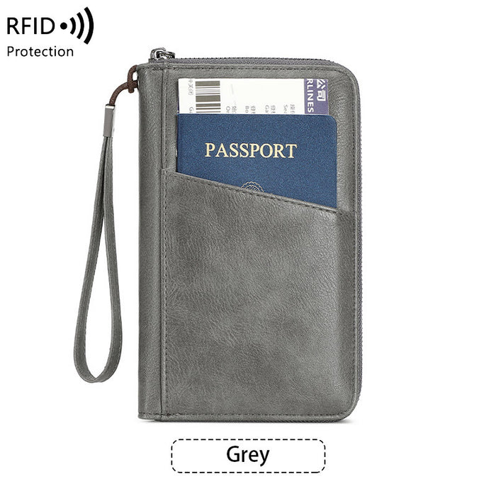 Wholesale RFID Anti-magnetic Zipper Passport Multifunctional Wallet