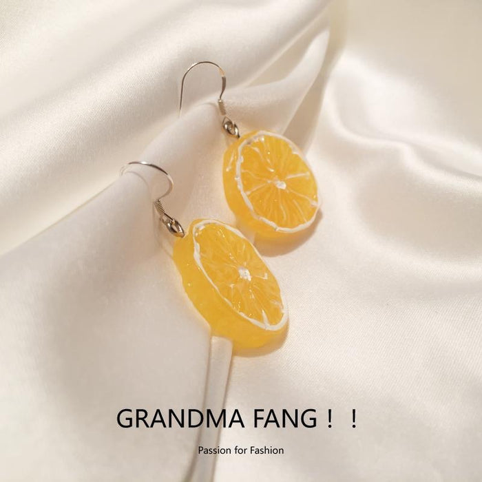 Wholesale fresh lemon slice earrings