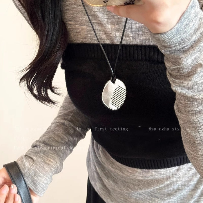 Wholesale silver Comb Pendant Necklace Long Neck Accessories Comb