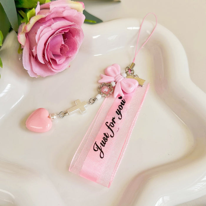 Wholesale Sweet Girl Clear Ribbon Mobile Phone Chain Simple Card Book Hanging Gift Batch