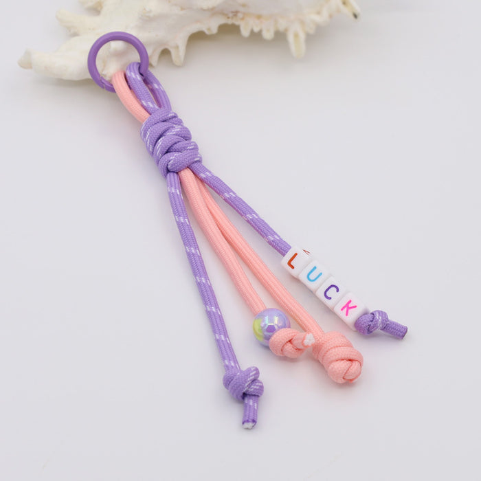 Wholesale New handmade woven colorful rope knotted letter bag pendant DIY keychain car ornament